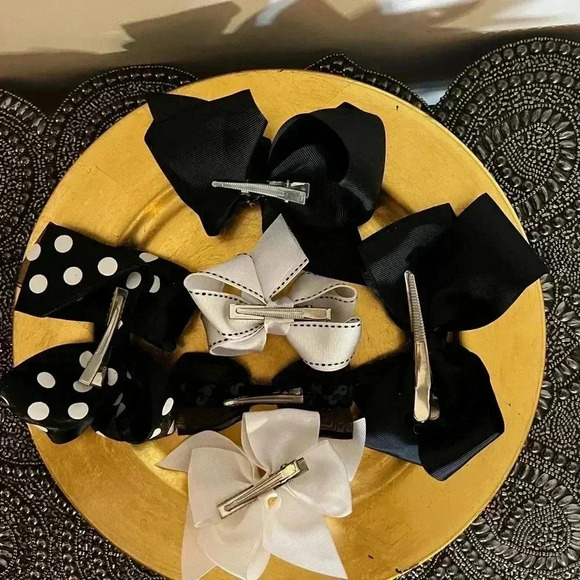LOT OF 5 GIRLS HAIRBOWS BLACK/ BLACK&WHITE - Picture 9 of 9